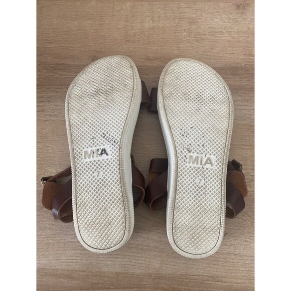 Mia Brown Ankle Strap Sandals With Buckle Closure & White Soles Size 7 - Picture 6 of 6